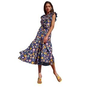 NWT Celia B atlas midi sun moon stars blue dress size small